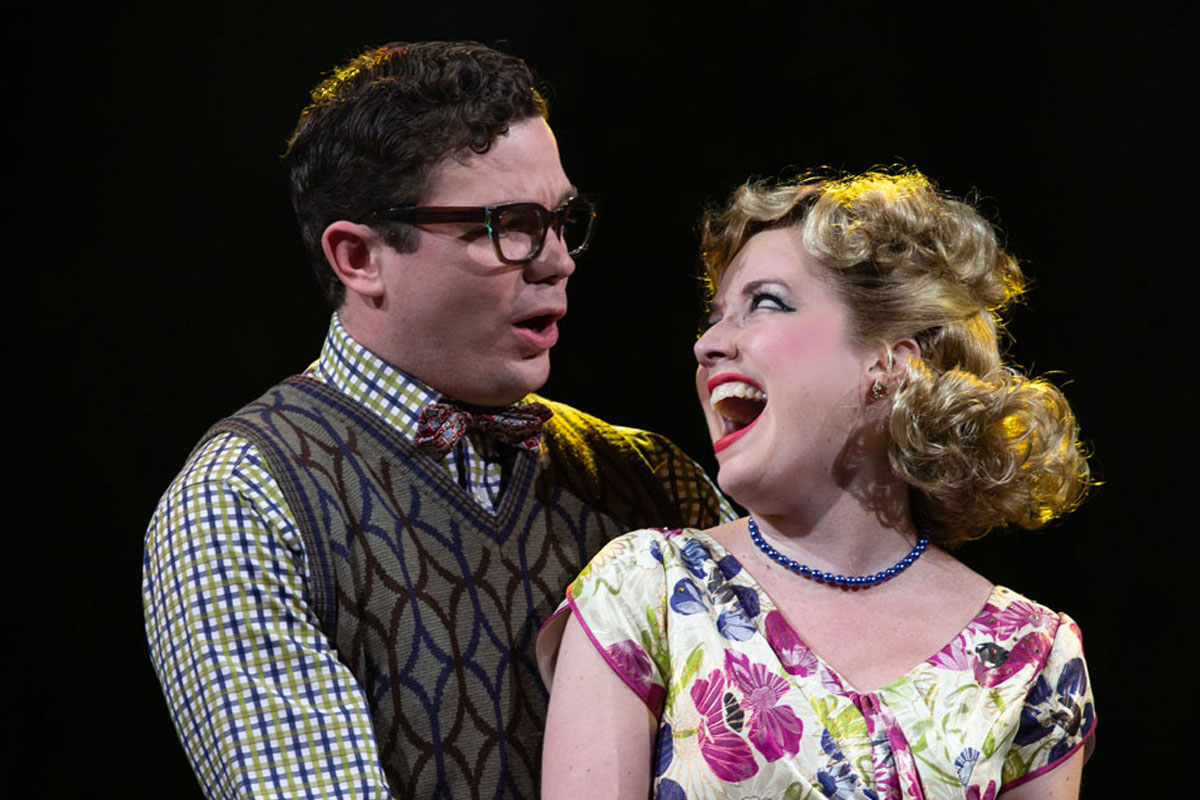 André Morin as Seymour Krelborn and Gabi Epstein as Audrey in Little Shop of Horrors. Photography by Cylla von Tiedemann. 