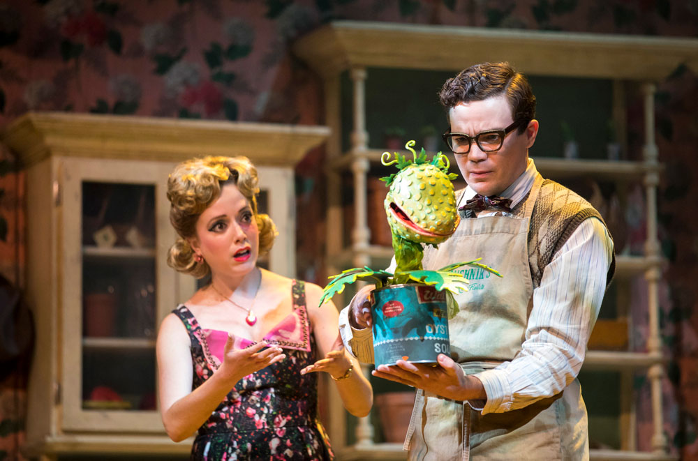 Gabi Epstein as Audrey and André Morin as Seymour Krelborn in Little Shop of Horrors. Photography by Chris Young.