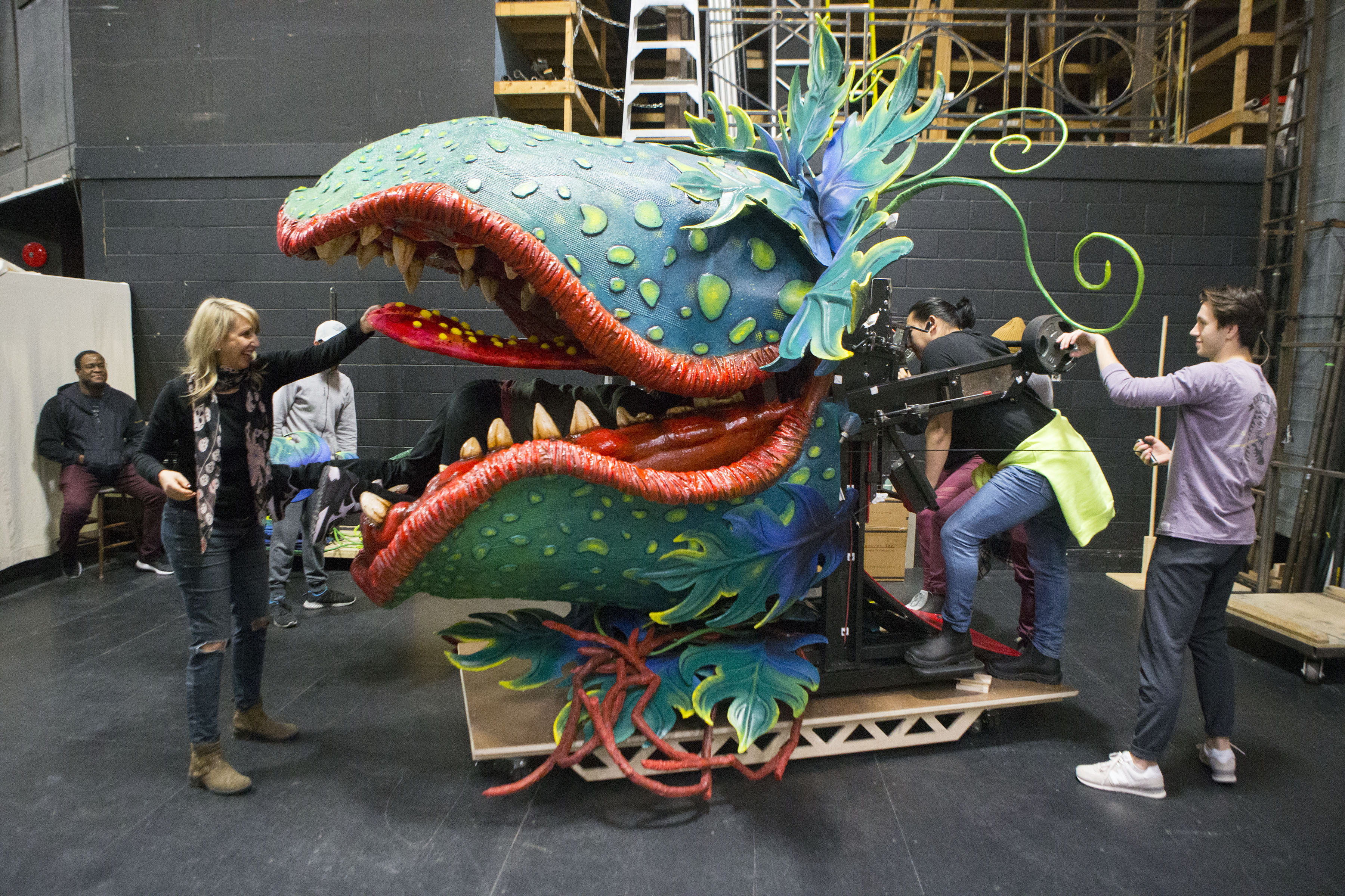 Ahead of the production’s debut, Feore and her team of actors spent hours perfecting the motion and choreography of the headlining plant while it eats its prey.